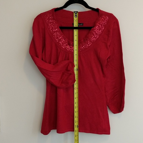 Sweater sequin glamorous scoop neck pullover - Picture 2 of 4